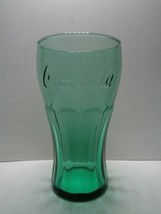 McDonalds Coca Cola 2009 embossed contour promo glass dark aqua green 6&quot;... - $4.95