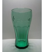 McDonalds Coca Cola 2009 embossed contour promo glass dark aqua green 6&quot;... - $4.95