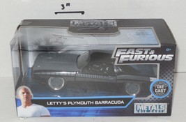 Jada 1/32 Fast And Furious Letty&#39;s Plymouth Barracuda #24075 Die Cast Metal - £11.47 GBP