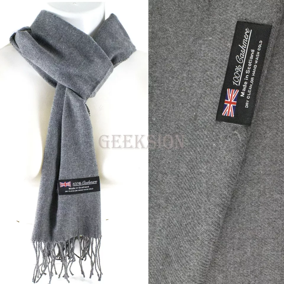 Winter Unisex 100% Cashmere Plaid &amp; Solid Wool Scarves Made in Scotland ... - $17.99