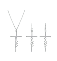 FAITH Cross Necklace AND Earring Jewelry Set Catholic Christian Women Girl - £11.76 GBP