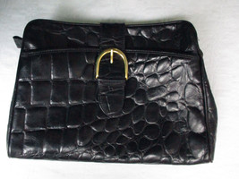 CC Courtenay Top Grn Cowhide Leather Clutch Bag Croc Alligator Print ITA... - $36.10