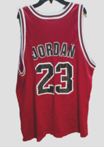 Michael Jordan #23 Chicago Bulls NBA Vintage 90s Red Champion Nylon Jersey 48 - £47.52 GBP