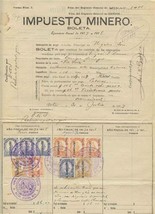 1917 Mexico Mining Tax Document La Luz Gold Mine Sonora Revenue Stamps - £99.05 GBP