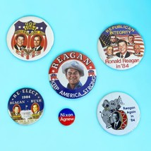 VTG Reagan Bush Re-Elect 1984 Campaign Button Pin Lot 6 Republican + Nixon Agnew - £20.05 GBP