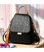 Women’s Stylish Faux Leather Backpack Purse - Black with Embossed Lettering - $30.99