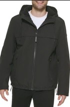 Calvin Klein Men&#39;s Black Sherpa Lined Hooded Soft Shell Jacket Large B4HP - £62.87 GBP