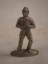 Classic Miniature Pewter Fly Fisherman Figurine w Fishing Pole Shadow Box Shelf - £7.88 GBP