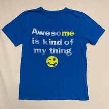 GAP Blue Awesome Emoji Top Boy’s 10 T-Shirt Short Sleeve Smiley Face Large Funny - £11.07 GBP