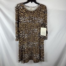 NWT BOSTON PROPER Women’s sz L Autumn Cheetah Shirt Dress Loose Tunics O... - £22.44 GBP