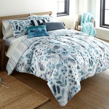 New Cozy Chic Cottage Floral Watercolor Blue 3- Pc Comforter Set By Donna Sharp - £63.08 GBP+