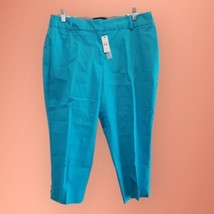 TALBOTS Petites Signature Womens Size 14WP Turquoise Blue Capris Cropped Pants - £30.86 GBP