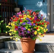 jabeick 12 Bundles Artificial Flowers for Outdoors UV Resistant, Artificial Flow - $27.70