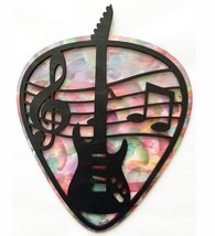 Electric guitar and guitar pick wall hanging sign - Colors can be customized - $20.00