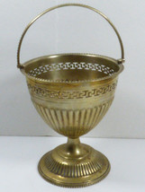 VTG  Gold wash Silver Silverplate fotted bowl with handle basket - $29.45