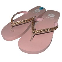Yellow Box Flip Flops Pink Sparkle Jeweled Rhinestone Sandals Saydee - £32.47 GBP