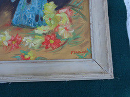 Estate Find Old Oil Painting P McDaniels McDaniel Flowers Pot Signed Old Frame - £21.76 GBP