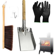 Elegant Fireplace Ash Shovel &amp; Brush Set with Insulated Gloves - Compact... - $26.68