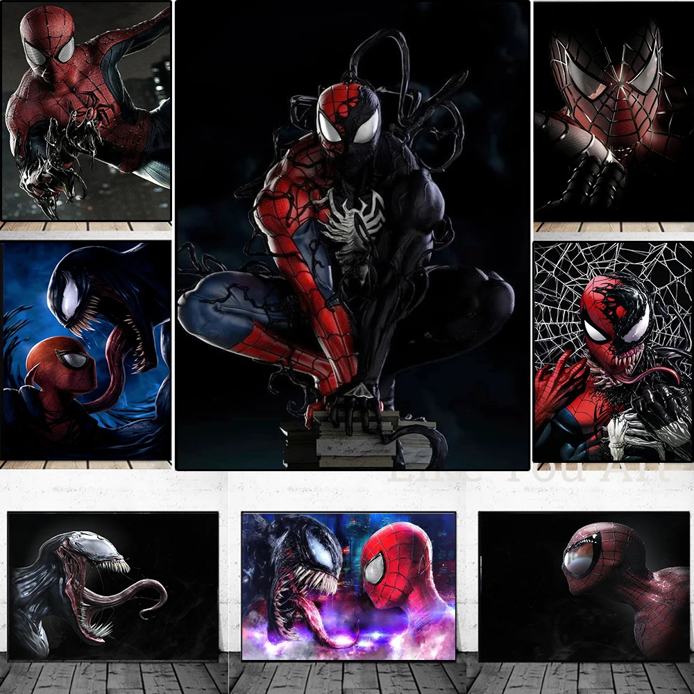 Marvel Comics Movie Superhero HD Poster Prints Venom and Spiderman Symbi... - $11.10+
