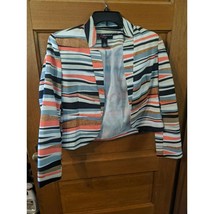 Peck &amp; Peck Striped Jacket LS Open Jacket Size 8 Lined - £11.77 GBP