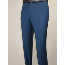 Men's MONO Turkey Slacks 100% Wool Plain Front Regular Fit 2501-05 French Blue image 3
