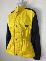 First Gear Unisex Adult Size S Yellow Raincoat Jacket Snap Up Cinched Waist - $8.38