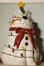 Snowcat Hand Painted Earthware Ceramic Cookie Jar by Sakura  - $34.55