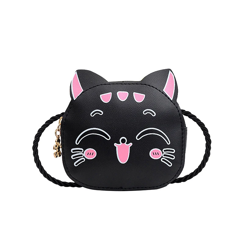 Mini zipper shoulder crossbody bag fashion little cat coin purses and handbags children thumb200
