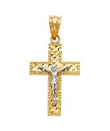 Genuine 14k Two-tone Gold 0.90&quot; Diamond-cut Fancy Crucifix Religious Pen... - $226.00