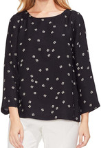Vince Camuto Womens Printed Boat Neck Top,Rich Black,Medium - £37.51 GBP