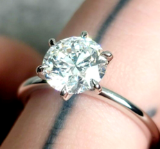 2.75 Ct Certified  Moissanite  Solitaire Treated Ring In 925 Silve, - £117.91 GBP