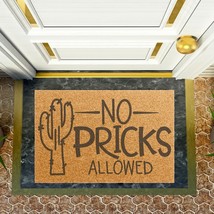 &quot;No Pricks Allowed&quot; Eco Friendly Doormat 24 x 16&quot; Non-Slip Backing Entrance Mat - £36.73 GBP