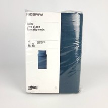 Ikea PUDERVIVA Twin Duvet Cover w/ Pillowcase Set 100% Linen Dark Blue New - $77.62
