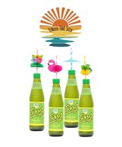 Under The Sun Ting Jamaican Soft Drink, Set of 4, with 4 Tropical Straws... - $22.80 CAD