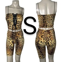 Leopard Tan Cami Biker Shorts Set~Size S - £24.99 GBP
