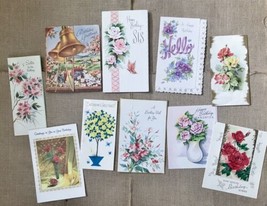 Ephemera Vintage Floral Greeting Card Lot 1940s 1950s Flowers Crafts Jou... - £6.22 GBP