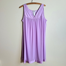 Vtg Vanity Fair Sheer V Neck Light Purple Slip Nightgown Silky Nightie L... - $21.95