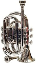 Hot Sale Nickel Pocket Trumpet 3 Valve&#39;s Shinning Brass With Mouthpiece And Case - £74.47 GBP