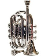 Hot Sale Nickel Pocket Trumpet 3 Valve&#39;s Shinning Brass With Mouthpiece ... - £73.92 GBP