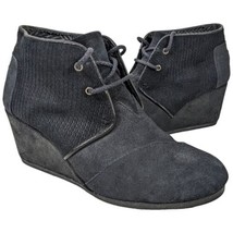 Toms Black Suede Wedge Booties Ankle Boots Womens Size 9 300415 Shoes - £28.36 GBP