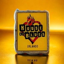 House of Blues Orlando Disney Springs Flaming Heart Pin Yellow Red Black Silver - £8.80 GBP