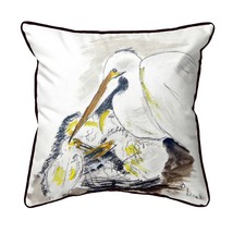 Betsy Drake Egret &amp; Chicks Extra Large Zippered Indoor Outdoor Pillow 22x22 - £62.29 GBP