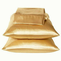 2 Standard / Queen size SATIN Pillow Cases / Covers GOLD Color - Brand New - $14.95
