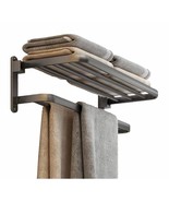 Bathroom Towel Rack with 2 Towel Bars, 24-Inch Towel Shelf with Towel Ba... - $48.61 CAD
