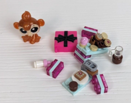 Mini mixed Toy lot pink Legos and food replacement parts with a monkey - £3.94 GBP