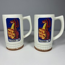 Vintage The Red Dragon Of WALES Mugs Set Of 2 Steins Made In Japan - £23.87 GBP