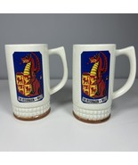 Vintage The Red Dragon Of WALES Mugs Set Of 2 Steins Made In Japan - £23.45 GBP