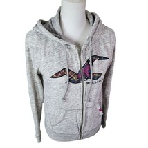 Hollister Full Zip Sweatshirt Hoodie Floral Bird Womens Large Front Grap... - $17.60