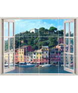 view of Portofino Italy villa boat harbor beach ceramic tile mural backs... - $80.87 CAD+