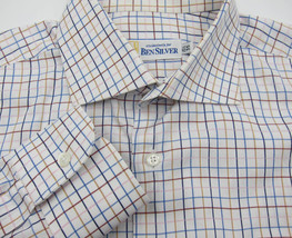 GORGEOUS Ike Behar for Ben Silver Charleston Colorful Check Twill Shirt 15.5x35 - £29.75 GBP